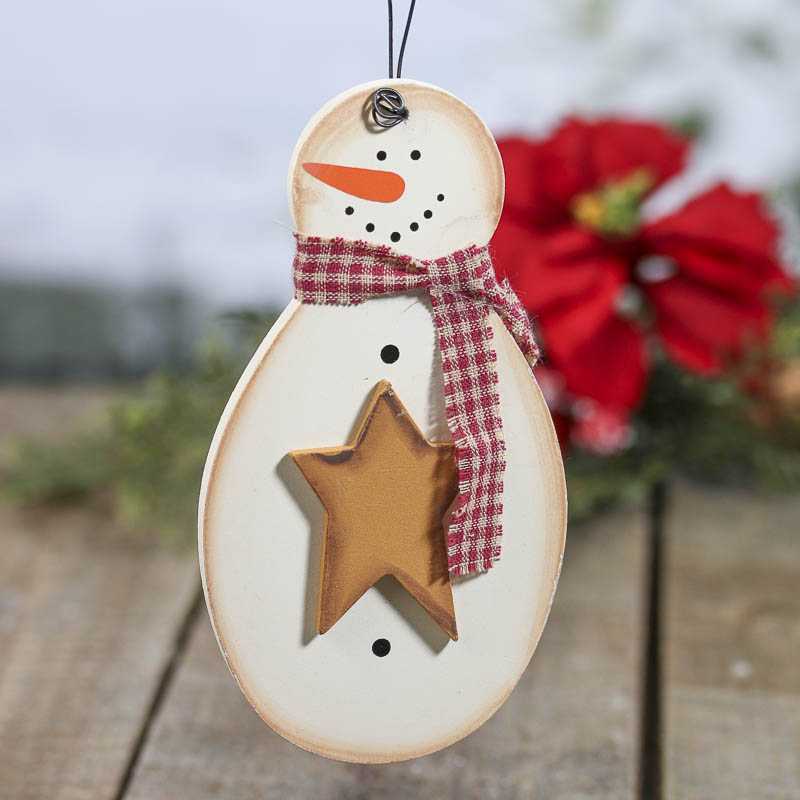  Primitive  Wood Snowman Ornament Christmas  Ornaments  