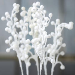 Factory Direct Craft Package of 24 Glittery White Artificial Berry Picks for Holiday Decorations or Floral Arranging
