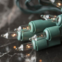 Battery Operated Clear Bulb and Green Cord String Lights