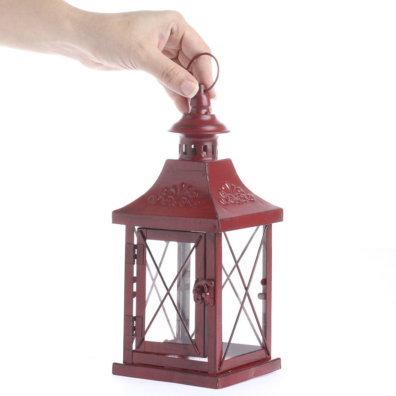 Red glass asian tea light lantern