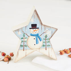 Holiday Snowman Wood Star