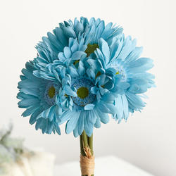 blue gerbera daisy bouquet