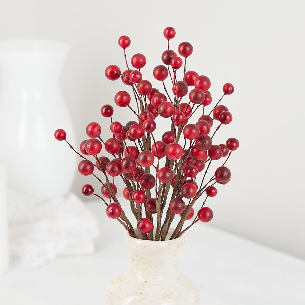 Red Artificial Berry Bundle - Picks and Stems - Floral Supplies - Craft ...