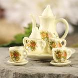 Miniature Antiquated Floral Ceramic Tea Set