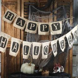 Natural Burlap "Happy Halloween" Banner Set