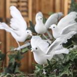White Flocked Artificial Doves