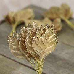 Gold Artificial Rose Leaves