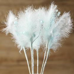Glamorous Blue Pearl and Feather Picks