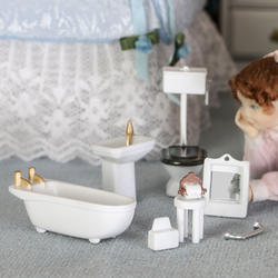 Dollhouse Miniature Bathroom Fixture Set