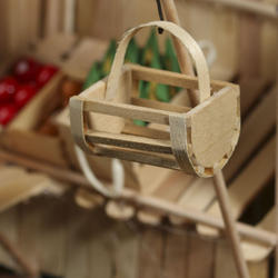 Dollhouse Miniature Wood Crate Basket