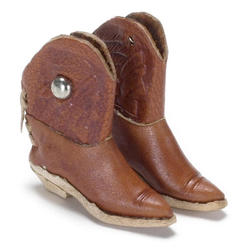 Dollhouse Miniature Artisan Handmade Brown Leather Cowboy Boots 