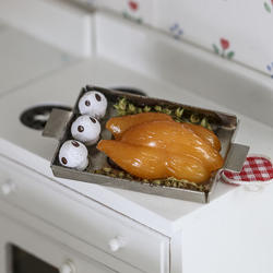 Dollhouse Miniature Roasted Turkey Tray