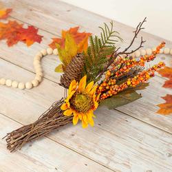 Fall Artificial Sunflower and Berry Twig Bundle