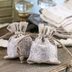 Rustic Lace and Linen Pouches