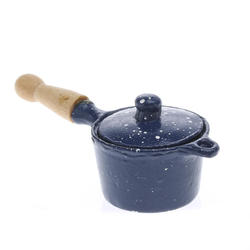 Miniature Blue Speckled Enamelware Sauce Pan