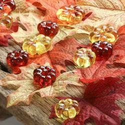Autumn Mini Acrylic Pumpkins and Artificial Leaves