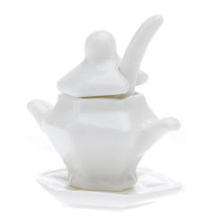 Miniature Porcelain Soup Serving Tureen and Ladle Set