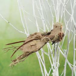 Natural Burlap Woodland Artificial Bird