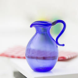 Dollhouse Miniature Cobalt Blue Large Glass Pitcher with Handle 1:12 Scale 