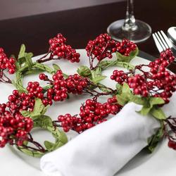 Red Artificial Berry and Leaf Napkin Rings