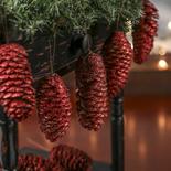 Red Glittered Natural Spruce Pinecone Ornaments