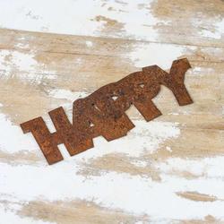 Rusty Tin "Happy" Word Cutout