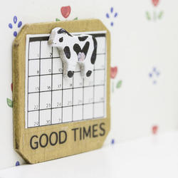 Dollhouse Miniature "Good Times" Cow Wall Calendar