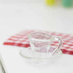 Dollhouse Miniature Glass Cup and Saucer