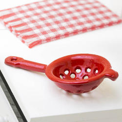 Dollhouse Miniature Red Strainer