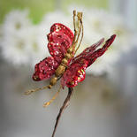 Sparkling Red and Gold Butterfly Pick