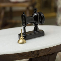 Dollhouse Miniature Sewing Machine and Oil Can
