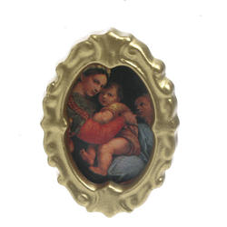 Dollhouse Miniature Elegant Framed Jesus and Mary Portrait