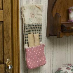 Dollhouse Miniature Cloth Pocket Kitchen Wall Hanger