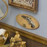 Dollhouse Miniature Revolver and Bullet Plaque