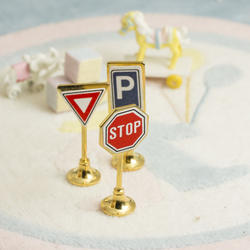 Miniature Brass Traffic Signs