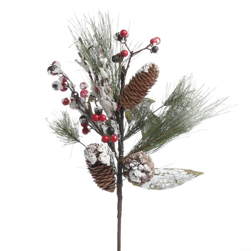 Snowy Christmas Artificial Pine Pick - Picks and Stems - Floral ...