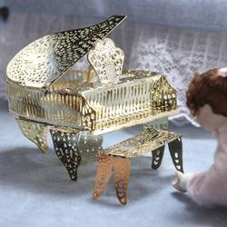 Miniature Collectible Brass Piano and Bench
