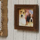 Dollhouse Miniature Elegant Framed Dog Portrait