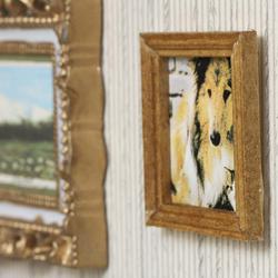Dollhouse Miniature Framed Dog Portrait