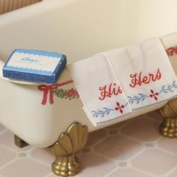 Dollhouse Miniature "His" and "Hers" Hand Towels and Soap