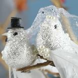 Glittered Bride and Groom Doves
