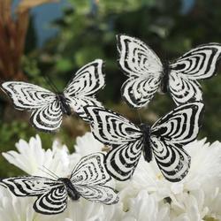 Black and White Natural Feather Artificial Butterflies