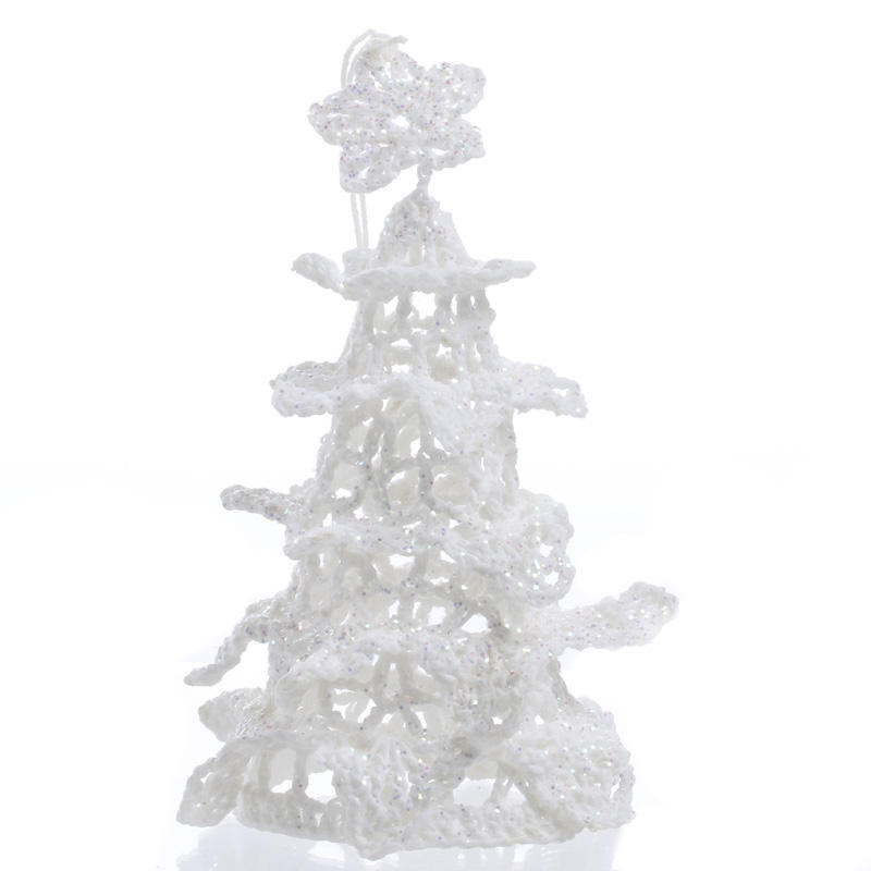 White Iridescent Crocheted Christmas Tree Ornament - Christmas ...