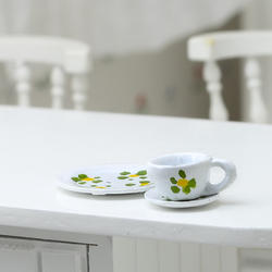 Dollhouse Miniature Teacup and Plates Set