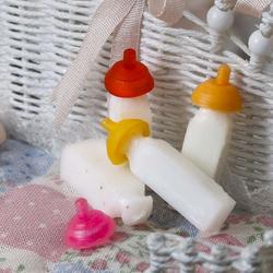 Dollhouse Miniatures 1:12 Scale Pink Baby Bottles and Pacifiers Set 6p #IM65495 