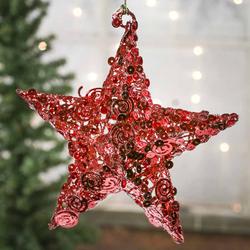 Red Sequin Metal Star Ornament
