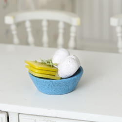 Dollhouse Miniature Bowl of Eggs and Cheese