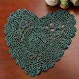 Hunter Green Heart Crocheted Doily