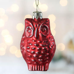 Red Mercury Glass Owl Ornament