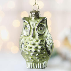 Light Green Mercury Glass Owl Ornament